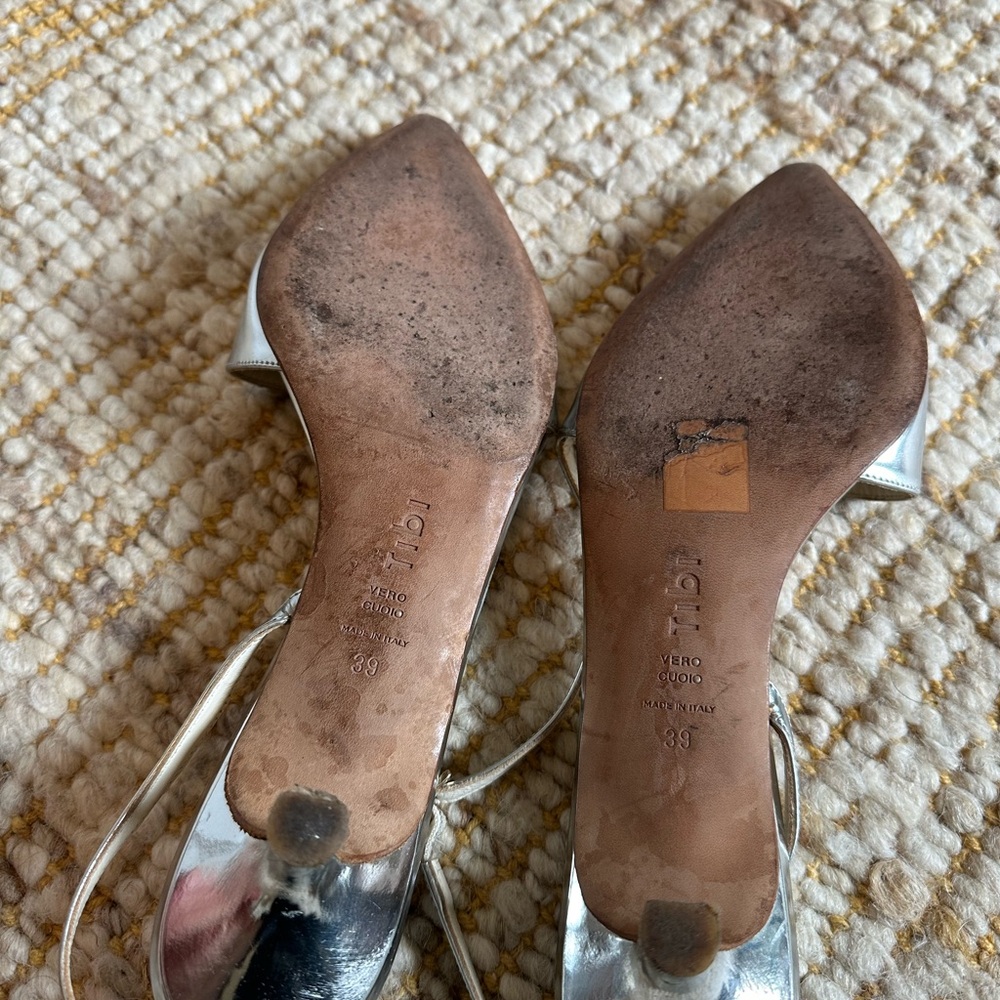 Tibi Metallic Silver Pointed Slingback Heels - Picture 4 of 4